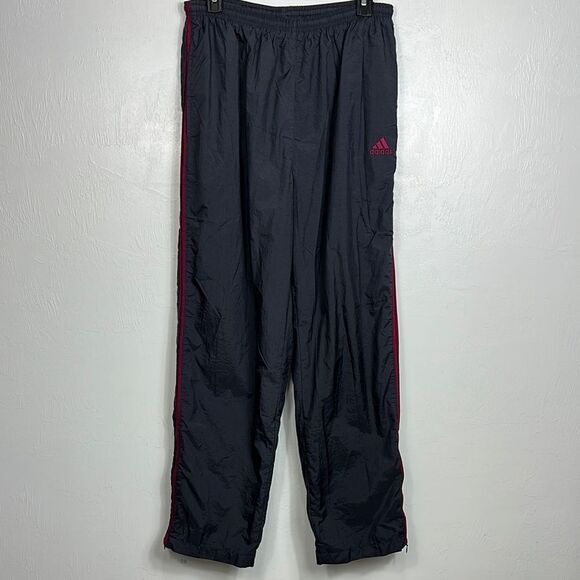 Adidas Y2K Elastic Waistband Black Track Pants With Red Piping Size L - Picture 1 of 10